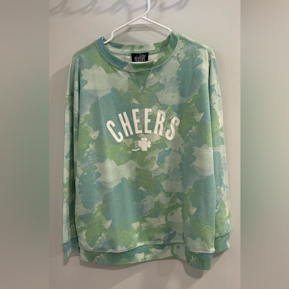 Feeling Festive Green Tie-Dye Shamrock Sweatshirt - Picture 1 of 7